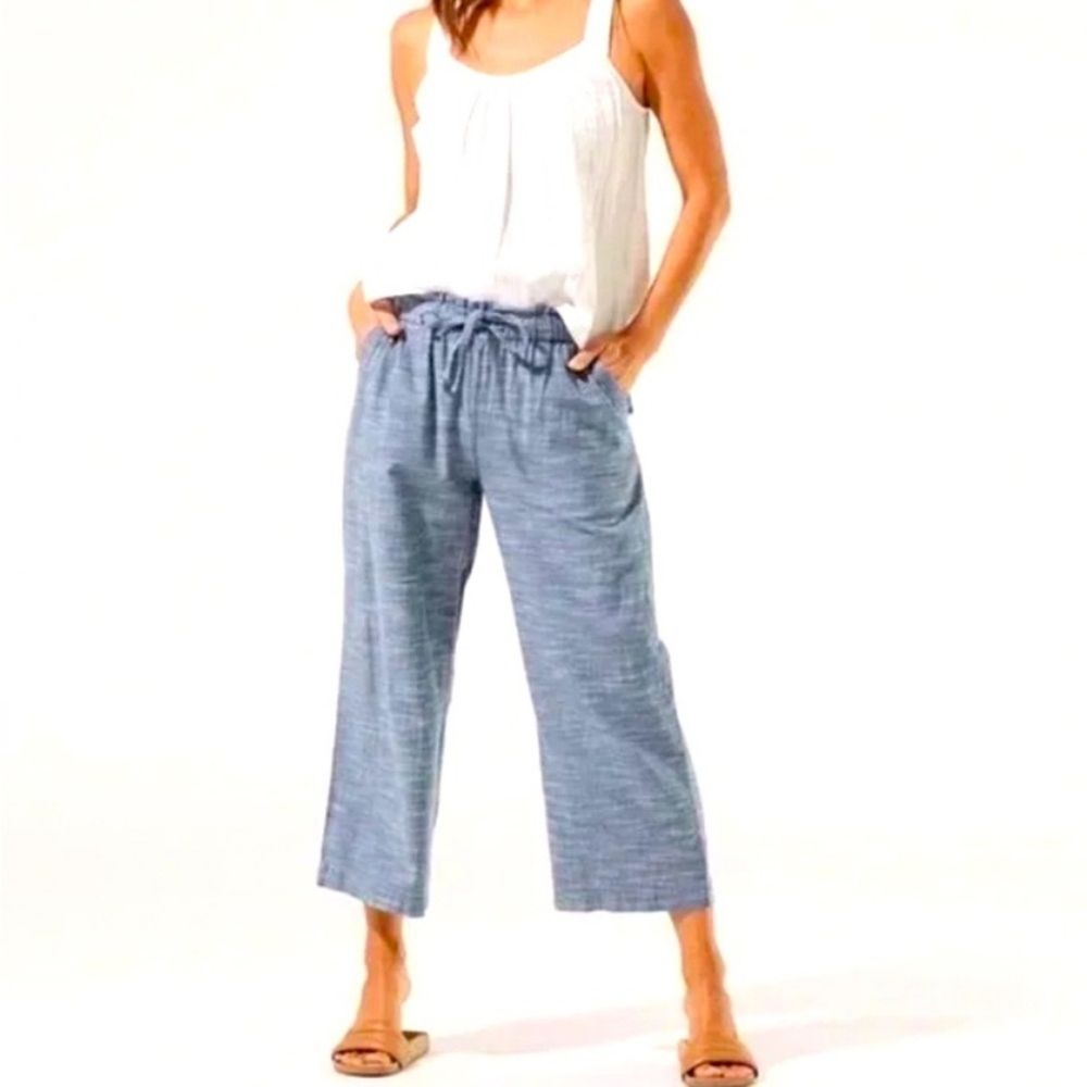 Pact Chambray Sunday Wide Leg Crop Pant